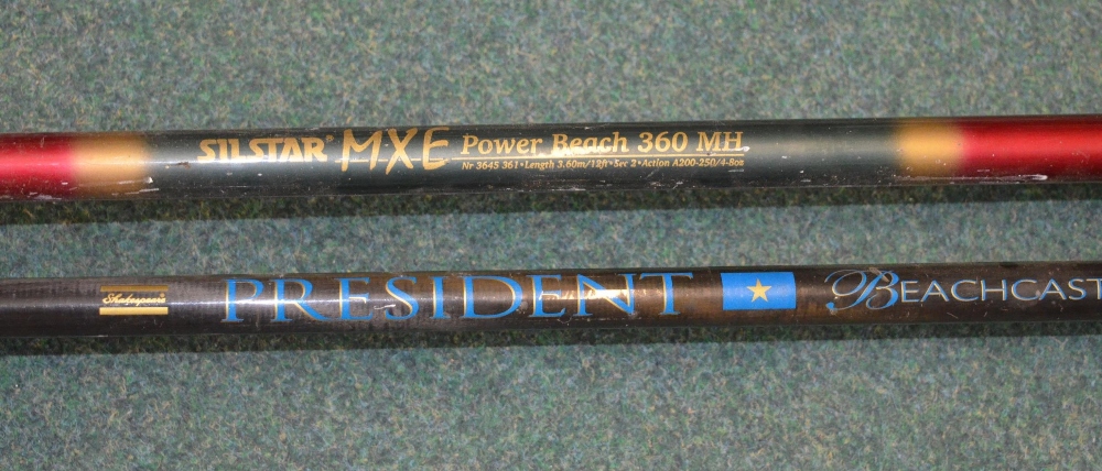 2 6ft boat rods by Master Line, 2 Beachcasters, 1 by Shakespeare L3.6m 2 piece, a Sil Star MXE Power - Image 6 of 6