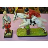 1950s plaster figure of a horse and rider by J. Chapman of Manchester (height 39cm) and a Drambuie