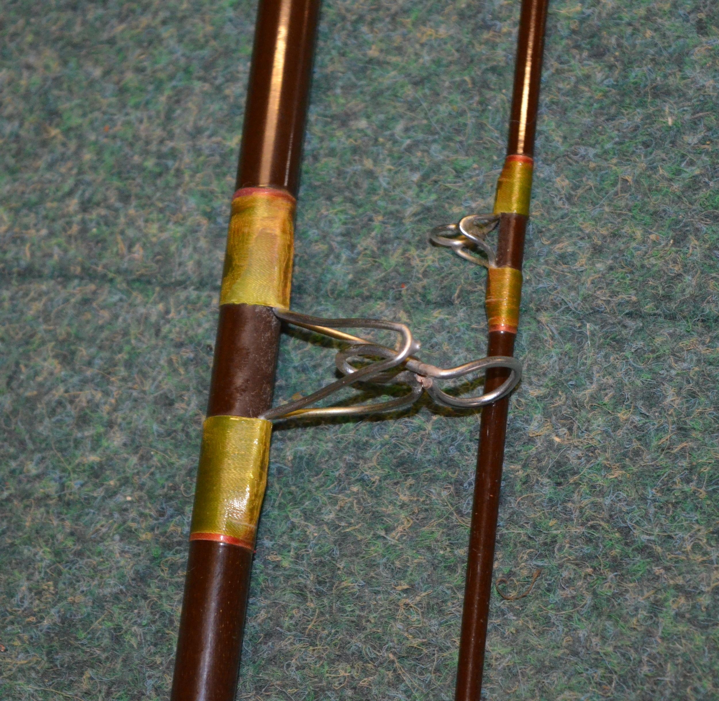 Three vintage rods, two split canes and an early Hardy carbon fibre light two handled general - Image 5 of 14