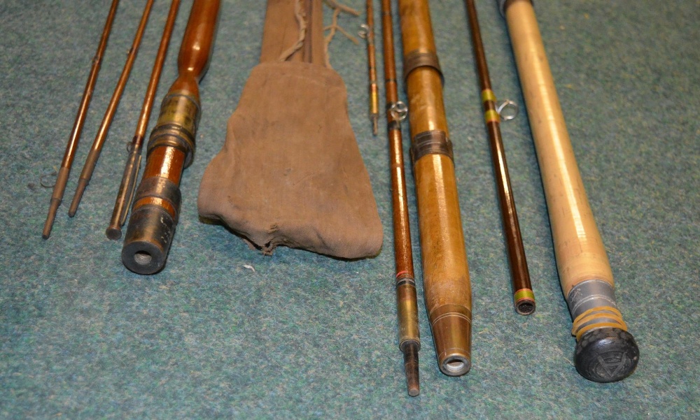 Three vintage rods, two split canes and an early Hardy carbon fibre light two handled general - Image 14 of 14
