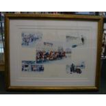 Thirsk Races, framed limited edition print (18/500) by Ruth Buchanan, 97 x 76.5cm