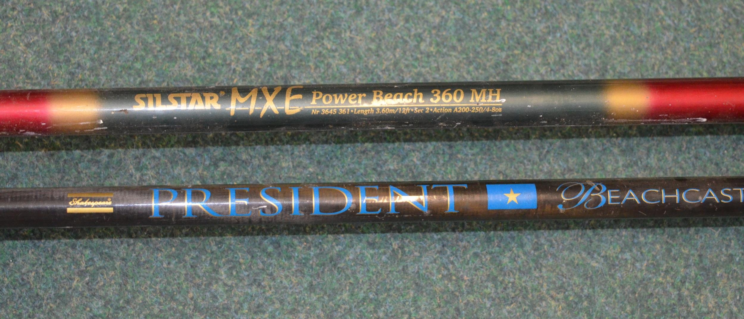 2 6ft boat rods by Master Line, 2 Beachcasters, 1 by Shakespeare L3.6m 2 piece, a Sil Star MXE Power - Image 5 of 6