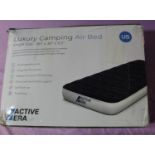 Boxed as new luxury camping air bed, with rechargeable pump and Active Era travel bag, size 203cm