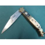 19th C small Spanish Navaja folding knife 4inch steel blade stamped with Beauvoir with trademark