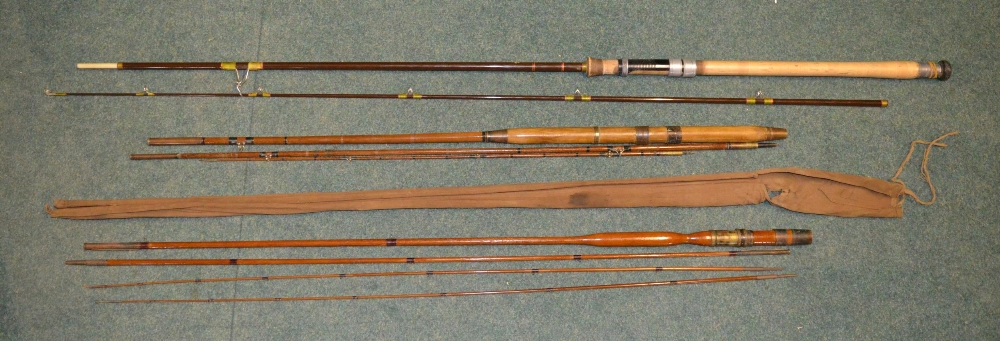 Three vintage rods, two split canes and an early Hardy carbon fibre light two handled general - Image 2 of 14