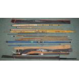 Collection of damaged/incomplete rods and Roach Pole. (For spares/repairs only, A/F)