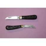A lambs foot folding pocket knife, made in Sheffield with 2 piece black resin handle. Blade length