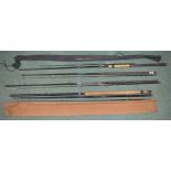 4 Coarse glass fibre fishing rods: Korean made "East Anglian" rod, 2 piece, length 2.75m. An Olympic