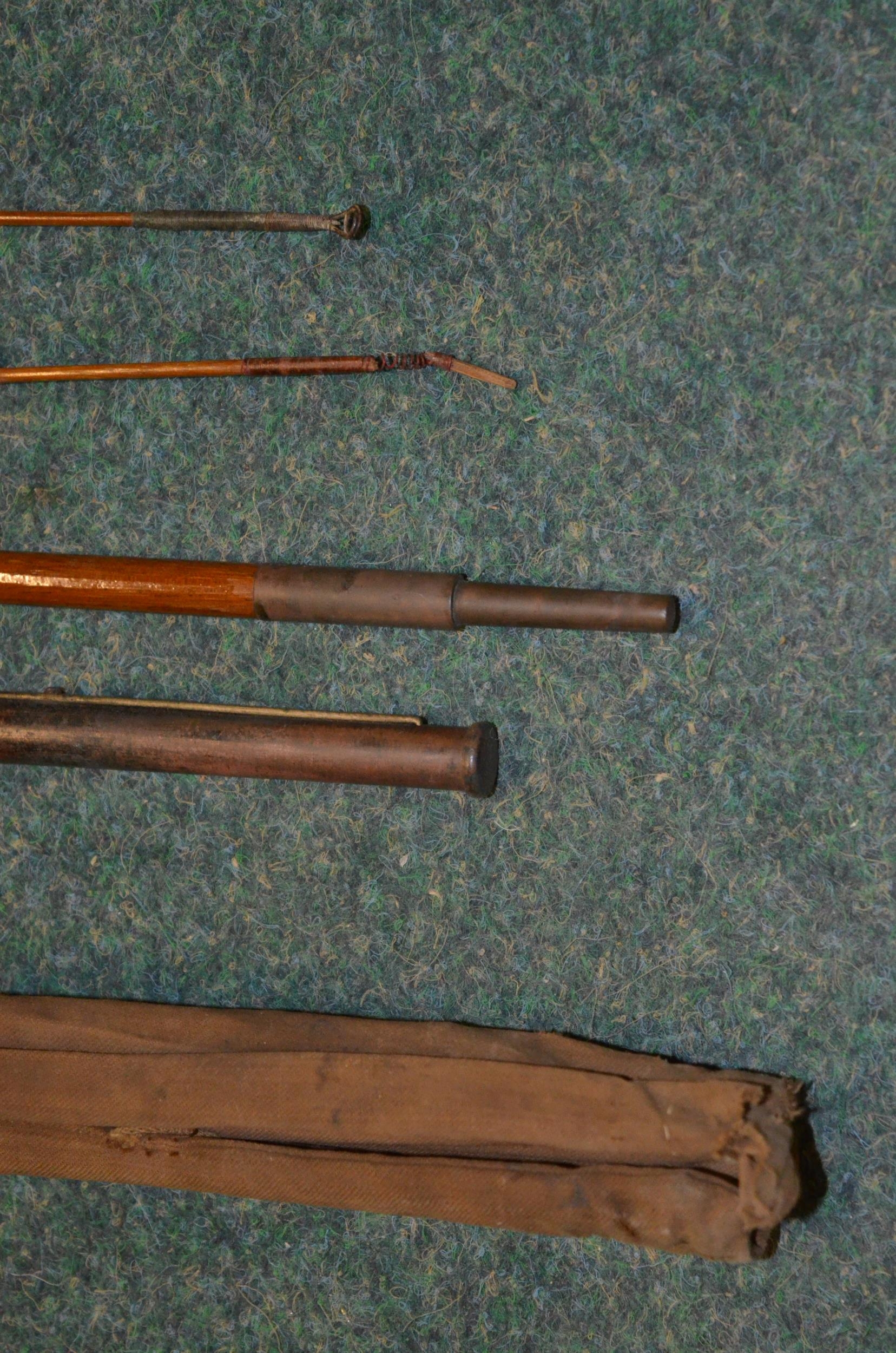 Three vintage rods, two split canes and an early Hardy carbon fibre light two handled general - Image 9 of 14