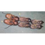 Pair of used Karrimor KSB hiking boots, pair of used Karrimor walking boots and pair of leather