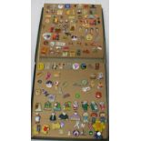Large collection of enamel pin badges including miniature Met. police, Beatles Yellow Submarine