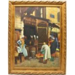 late C20th/early C21st; Middle Eastern street merchants, oil on canvas?, indistinctly signed,