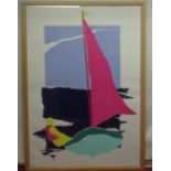 WITHDRAWN - C20th 'Round Swan', coloured print, indistinctly signed and dated '87 in pencil