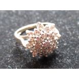 9ct yellow gold diamond cluster ring, K 1/2, stamped 00.1, 9K, 4.6g