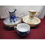 Early C20th Alfred Meakin Ltd, Normandy blue and white transfer printed jug and bowl set with gilt