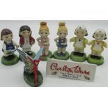 Carlton Ware butterfly Mephisto with printed mark to base H8cm, and six Carlton Ware Carlton Kids (