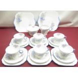 Shelley Nemesia pattern part tea set comprising 6 cups, 6 saucers, 6 side plates, milk jug, sugar