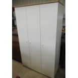 Welcome furniture white finish three door wardrobe, W113cm D53cm H185cm