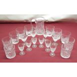 Royal Doulton lead crystal water jug, H15cm, four Edinburgh crystal port glasses, ten lead crystal