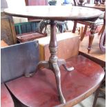 Geo.III mahogany tripod tea table, with circular tilt top, D67cm H63cm