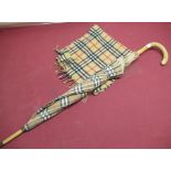 Burberry umbrella with applied lacquer brass oval manufacturers plaque, L91cm, Burberry 100%