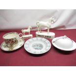 Early C20th farmers mug and saucer decorated with printed transfer decoration, a Shelly muffin