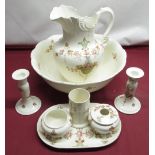 Fieldings, Stoke on Trent, "Etna" Devonware eight piece toilet set comprising water jug, bowl,