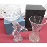 Boxed Waterford crystal figure of a rearing horse, H24cm, boxed Waterford Marquis Quadrata 8"