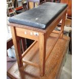 Pine rectangular stool, upholstered top on square supports, W83cm D33cm H54cm