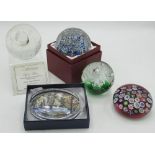 Caithness Silver Rain glass paperweight designed by Alistair MacIntosh with display stand, boxed