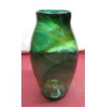 Mid C20th studio art glass vase, in style of Stephens & Williams, baluster body with wrythen