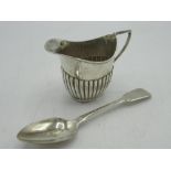 Geo.III hallmarked sterling silver Fiddle pattern dessert spoon, WB, London, 1819 and an Edw.VII