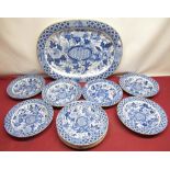 C19th Wedgwood aesthetic movement blue and white part dinner service comprising