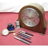 1930's Smiths 8-Day Westminster chiming mantle clock with chrome-plated bezel, silvered dial with