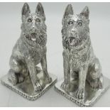 Pair of C20th novelty condiments in the form of Alsatian dogs, stamped 800