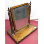 Mahogany dressing table mirror on turned supports, W42cm H43cm