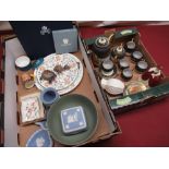 C20th Japanese tea service, grey ground decorated with images of Mount Fuji with gilt highlights,