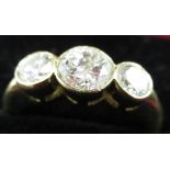 18ct yellow gold three stone diamond ring approx. 1.3cts