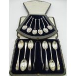 Set of six Geo.V Art Deco hallmarked sterling silver coffee spoons by Pinder Brothers, Sheffield,