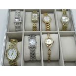 Ladies' Gianni Ricci Quartz fashion watch in gold-plated case set with diamante, six other ladies'