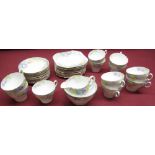 Shelley Poppy pattern tea service, painted No. 0233 and Rd. No. 823343, 37pcs