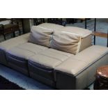 Contemporary two tone leather two seat electric reclining sofa, W198cm