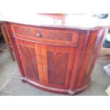 Dutch style bow front mahogany two door side cabinet, W119cm D35cm H85