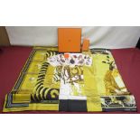 Ann Widdecombe Collection - Hermes "Carre en Carres" square silk scarf, with original box, 88.2cm