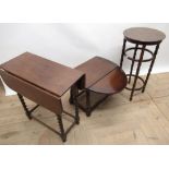 Czech Fischel Bentwood occasional table, H70cm, reproduction oak gateleg coffee table, W50cm D70cm