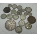 Selection of pre 1947 Victorian and later mostly silver coinage including 1889 Victoria crown,