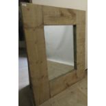 Rustic pine framed wall mirror, 123cm x 101cm