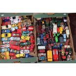 Collection of Corgi and Dinky cars, trucks and other service vehicles, including Corgi rough terrain