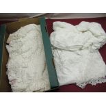 Edwardian Crochet edge table cloth, later crochet edged table linen