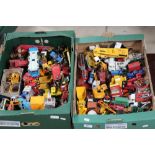 Large collection of Dinky and Corgi trucks and cars including Dinky crane, transit van and a Corgi